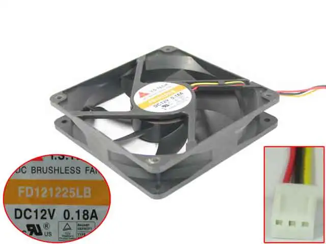 

Y.S TECH FD121225LB DC 12V 0.18A 120x120x25mm 3-wire Server Cooling Fan