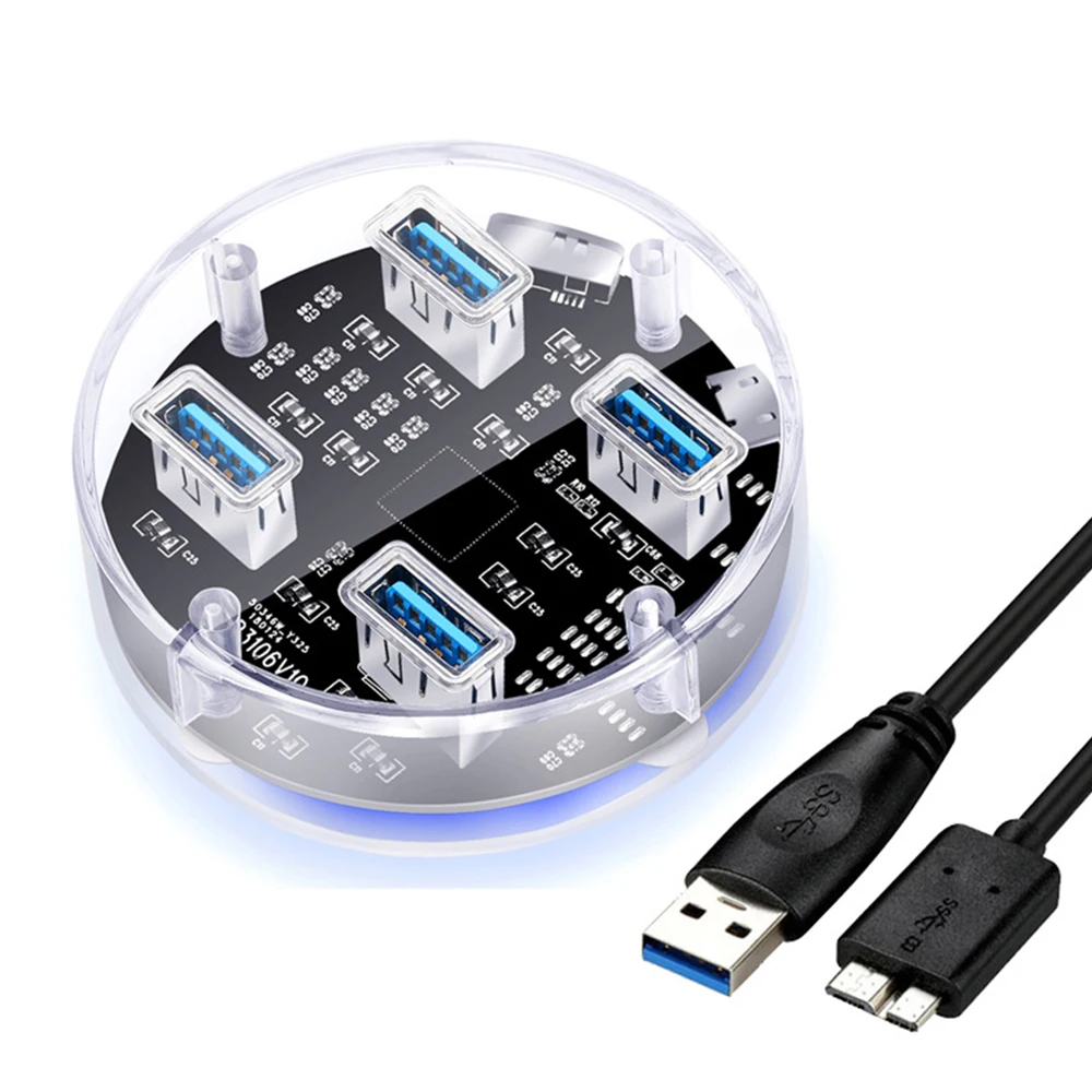 Прозрачный Внешний разветвитель USB 3 0 с 4 портами|USB-хабы| |
