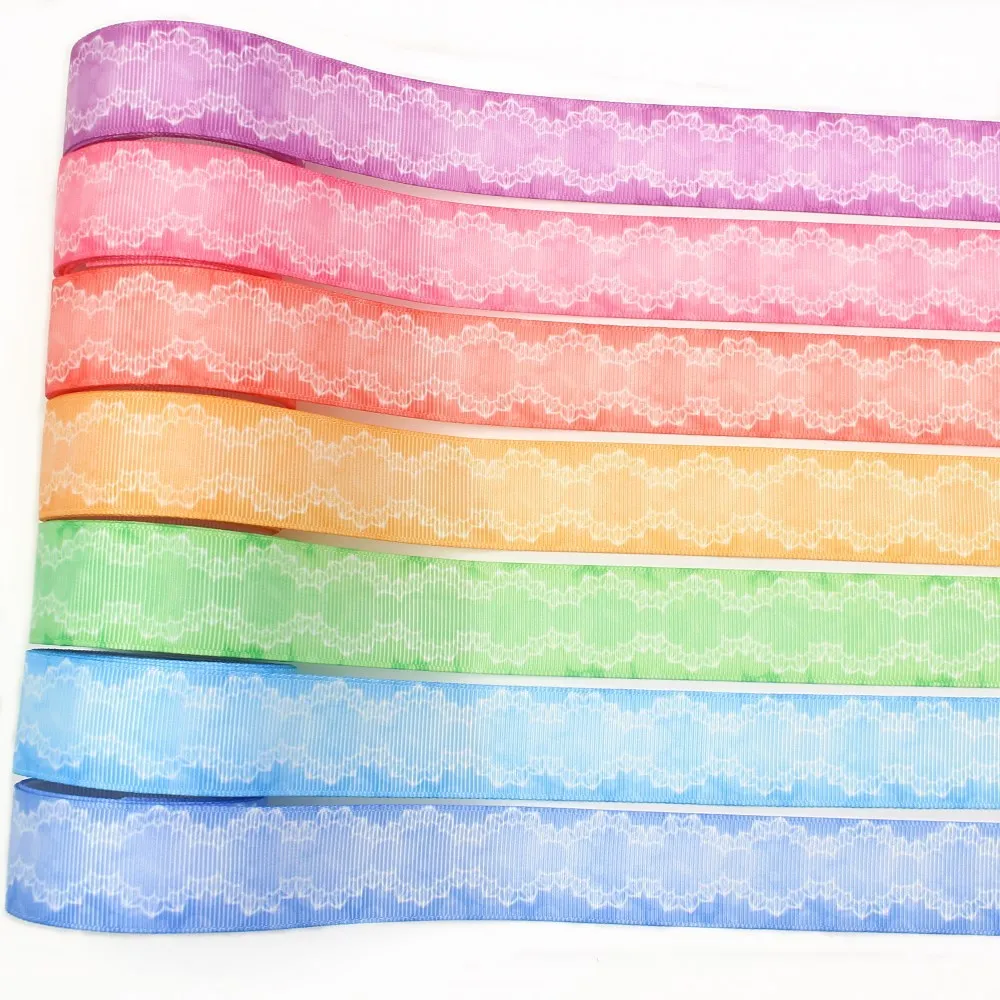 

I-19822-1950,1‘’ 10yards Gradient flowers Thermal transfer Printed Grosgrain Ribbons,Bow cap accessories and decorations