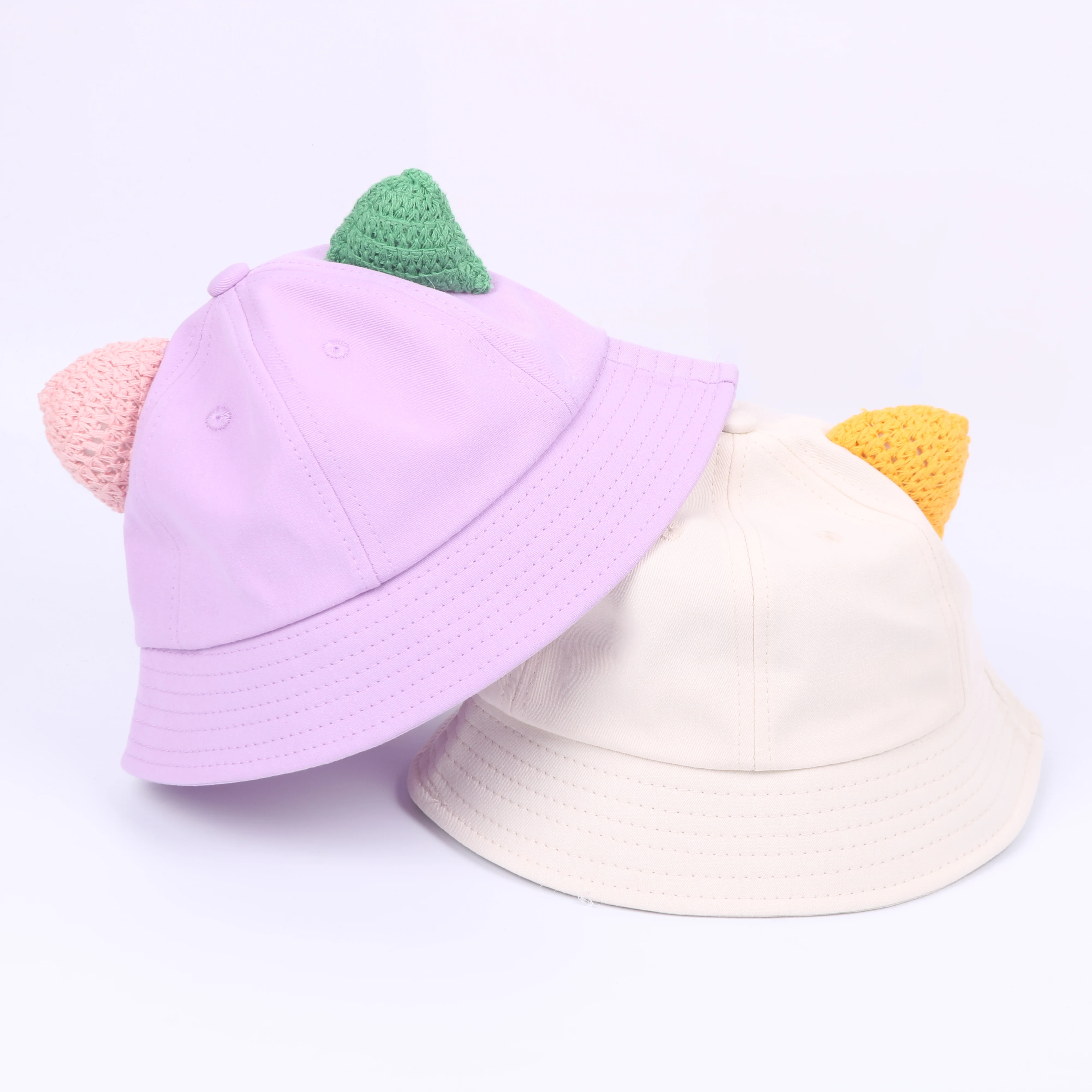

Cotton Cartoon Cat Ear Bucket Hat Fisherman Hat Sun Cap Hats For Boy Girl Child Gorras