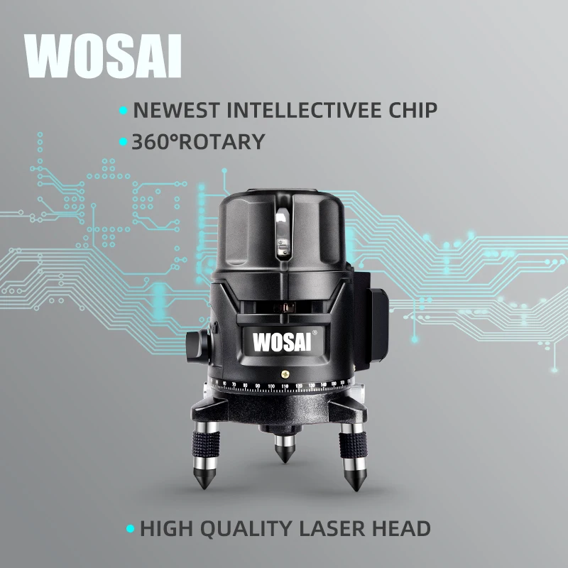 WOSAI Touch the keys 5 линий 6 точек литиевая батарея зеленый лазерный уровень