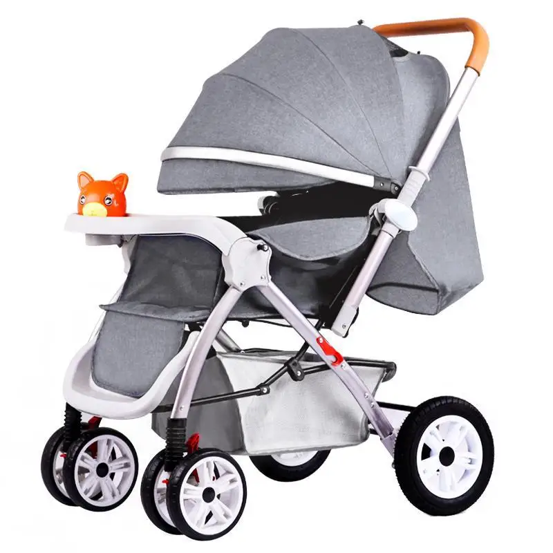 High-view Baby Stroller Can Sit Recline Light-weight Folding Baby Umbrella Car Four-wheel Shock-absorbing Stroller