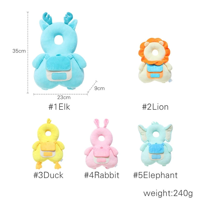 

Baby Head Protection Pillow Cartoon Animal Infant Anti-fall Pillow Soft PP Cotton Toddler Security Pillows for Learning Walk