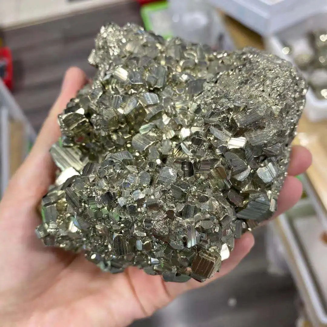 

Natural Pyrite Crystal Quartz Mineral Specimen Reiki Healing Energy Gem Gift