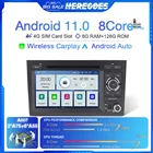 Автомобильный мультимедийный плеер Carplay 2 Din Android 11 для Audi A4 B8 S4 B6 B7 RS4 8E 8H B9 Seat Exeo 2002-2008 4G + Wifi радио GPS Navi