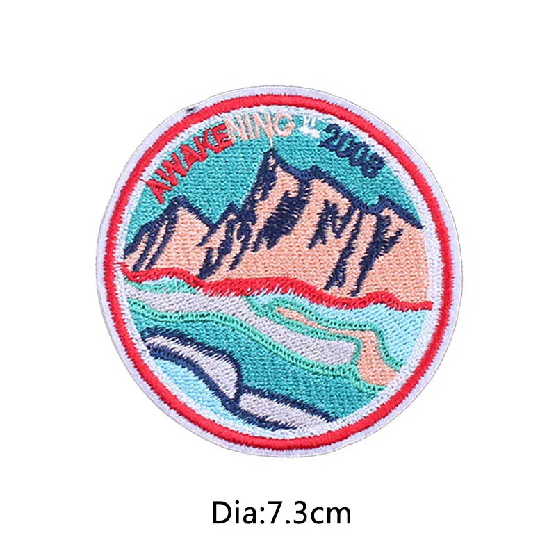 Нашивки для одежды пейзаж аппликация искусство горные волны живопись DIY