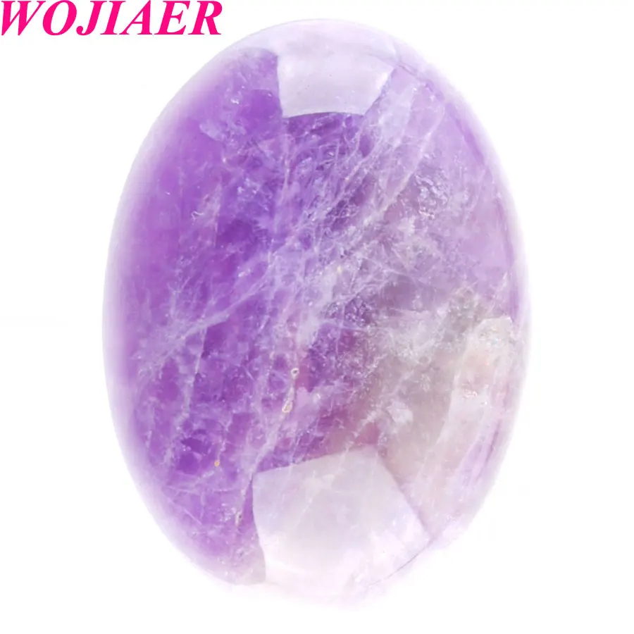 

WOJIAER 5Pcs 22x30x8MM Accessories for Women Jewelry Making Bead Natural Stone Oval Cabochon CAB No Hole Amethysts Gem U8092