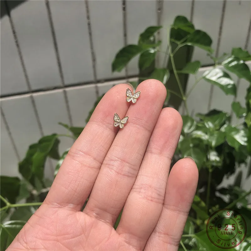 

European Style 925 Sterling Silver Simple Butterfly Stud Earrings For Women Fashion Sweet Stud Party Wedding Jewelry Accessories
