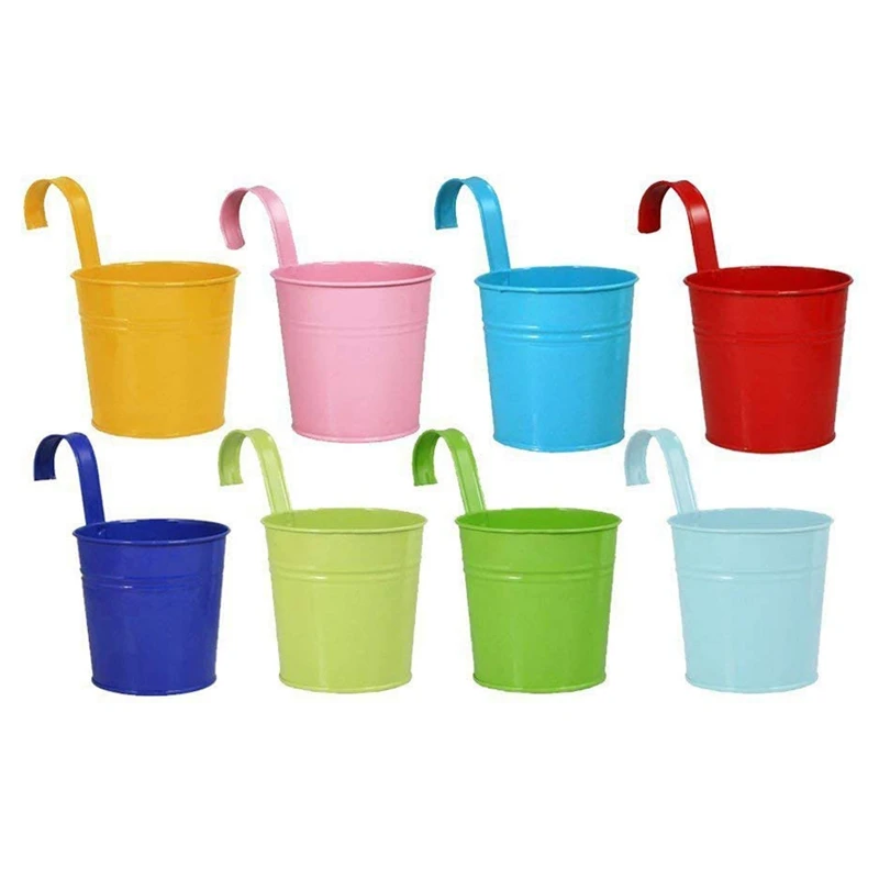 

Набор из 10 металлических подвесных цветочных горшков со съемным крючком и дренажным отверстием для окон, стен, заборов и балконов