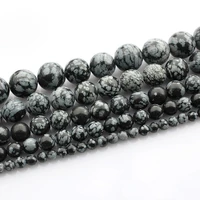 4mm 6mm 8mm 10mm 12mm round natural spots obsidian stone loose beads lot for jewelry making diy crafts findings