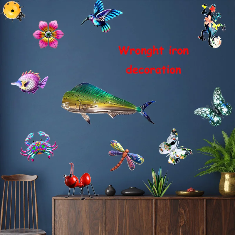 

Metal Gecko/Ladybug/Butterfly Wall Decor Art Craft Sculptures For Outdoor Backyard Porch Lawn Fence Garden Wall Decoration