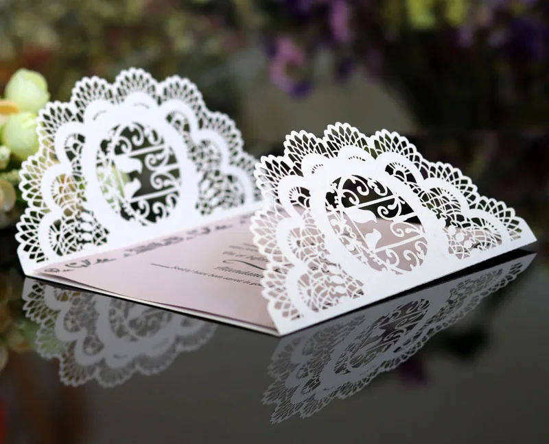 10 комплектов пригласительных открыток квадратные полые влюбленные птицы