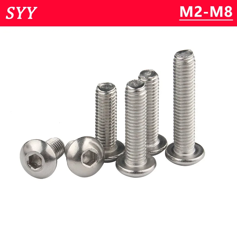 

M2 M2.5 M3 M4 M5 M6 M8 ISO7380 304 Stainless Steel Round Head Screws Mushroom Hexagon Hex Socket Button Head Screw Bolt