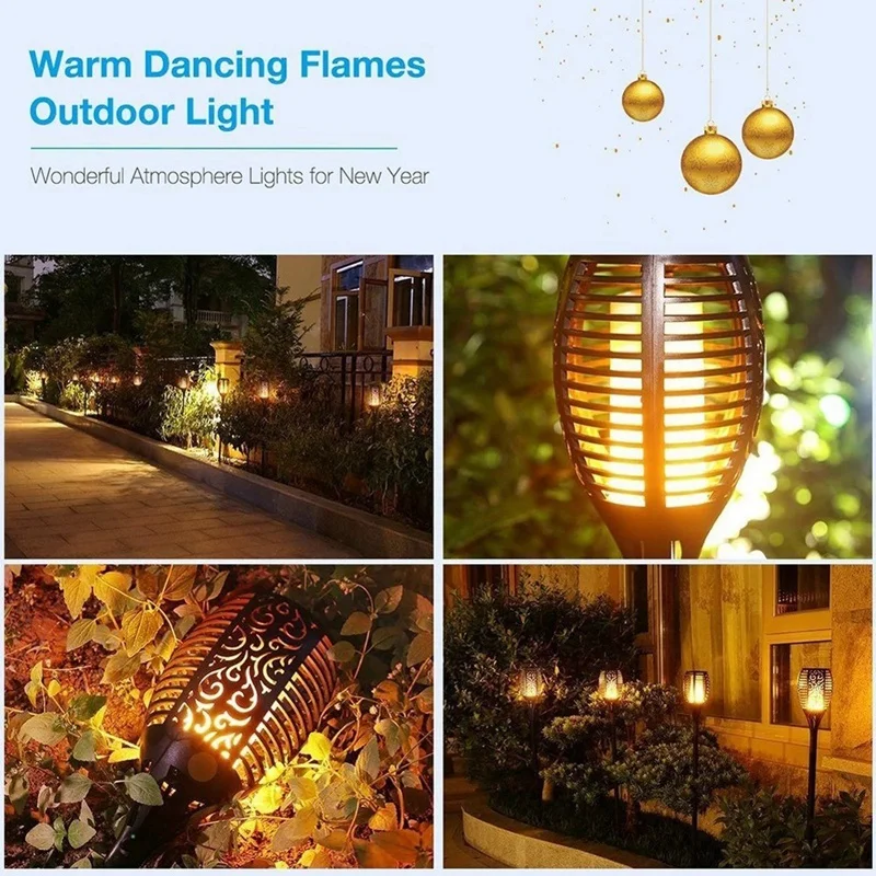 Solar Torch Lights Flickering Flames Weatherproof Light Dancing Flame Lighting 96 Led Dusk To Dawn | Лампы и освещение