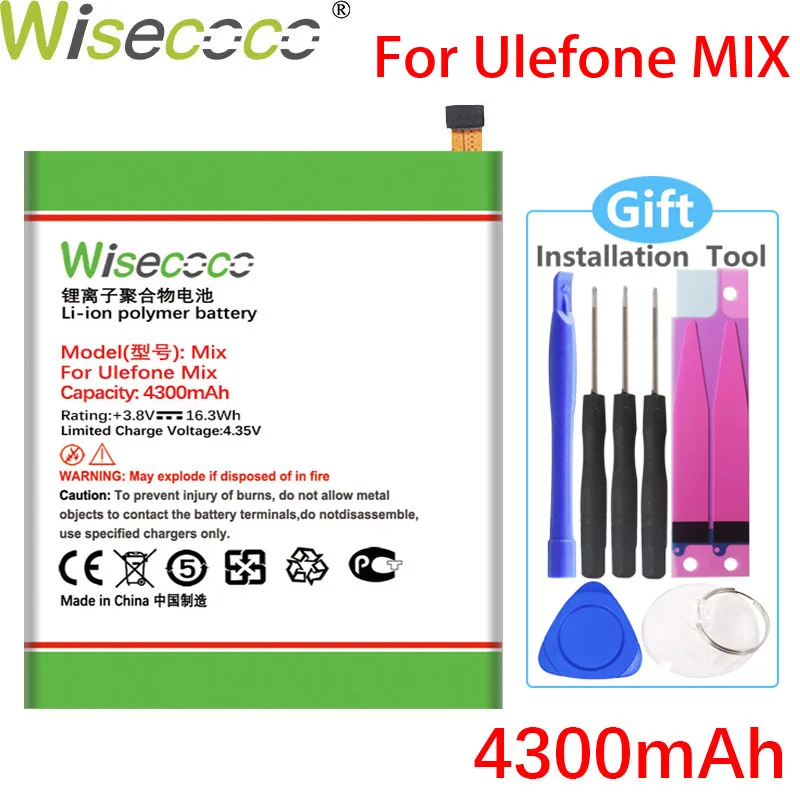 

Аккумулятор WISECOCO 4300 мА ч, для смартфона Ulefone Mix, в наличии, высокое качество, новый + номер отслеживания