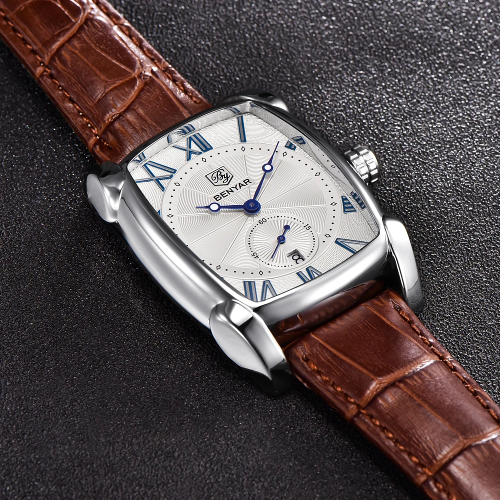 

BENYAR Top brand fashion men watches Top brand luxury square dial male sport watch Quartz waterproof clock Relogio Masculino