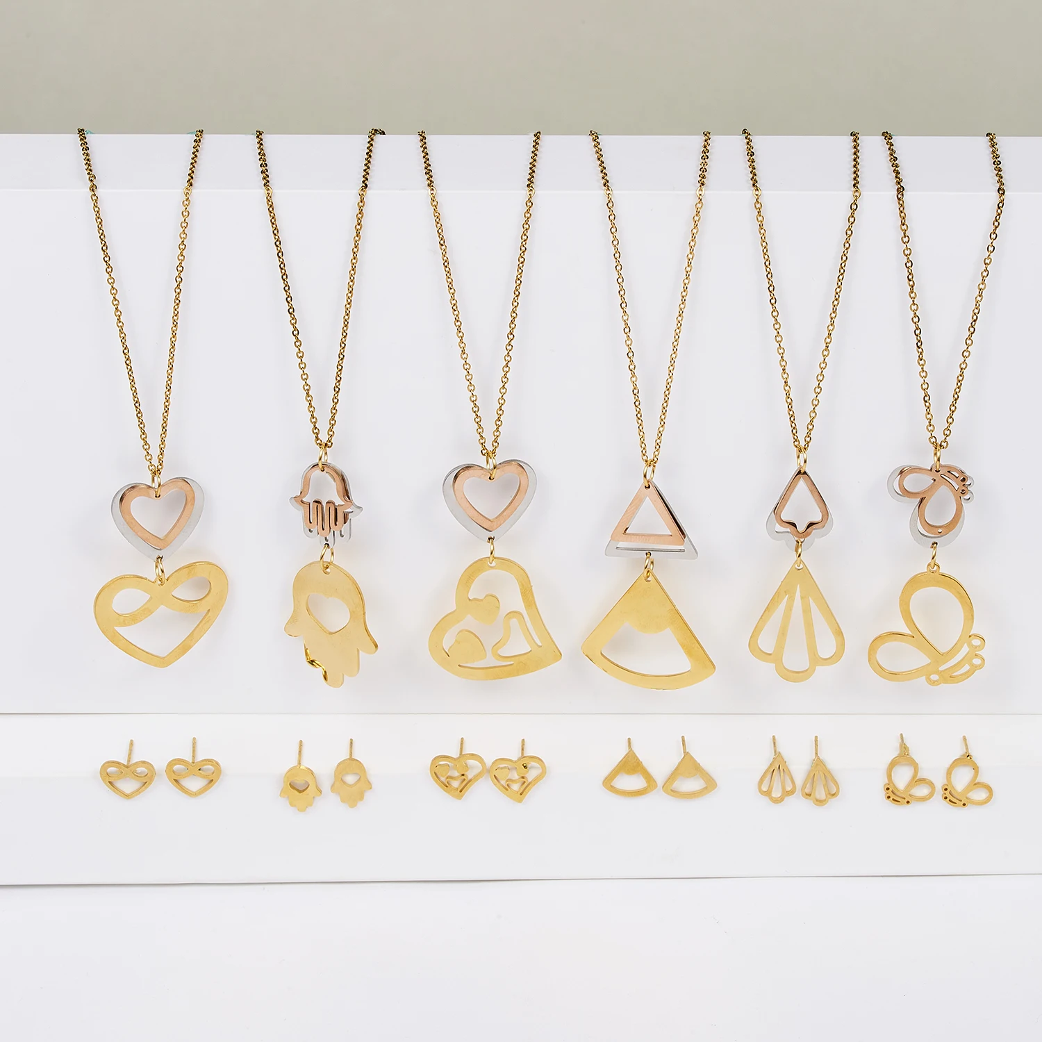 Ожерелье и серьги из нержавеющей стали с подвеской в виде бабочки пальмы