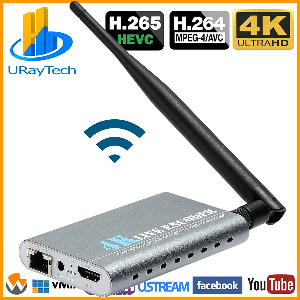 URay HEVC 4K Ultra HD HDMI к IP видео кодировщик H.265 H.264 IP TV кодировщик прямой поток кодировщик H265 сервер - Цвет: WIFI