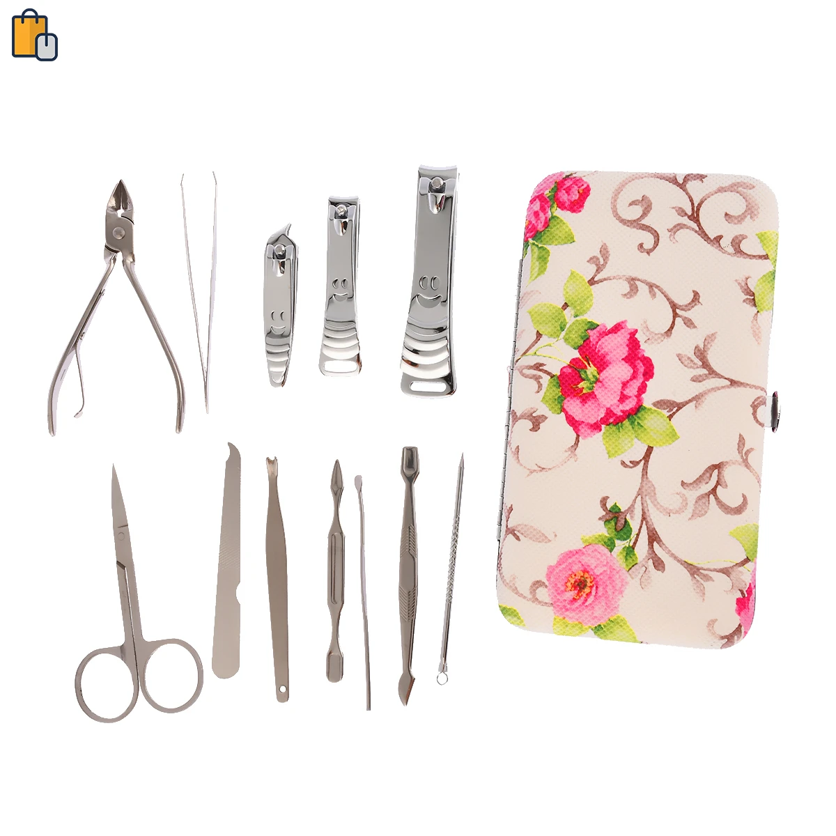 

NEW 12pcs Manicure Set Pedicure Scissor Cuticle Knife Ear Pick Nail Clipper Kit Stainless Steel Nail Care Tool manicure set W09