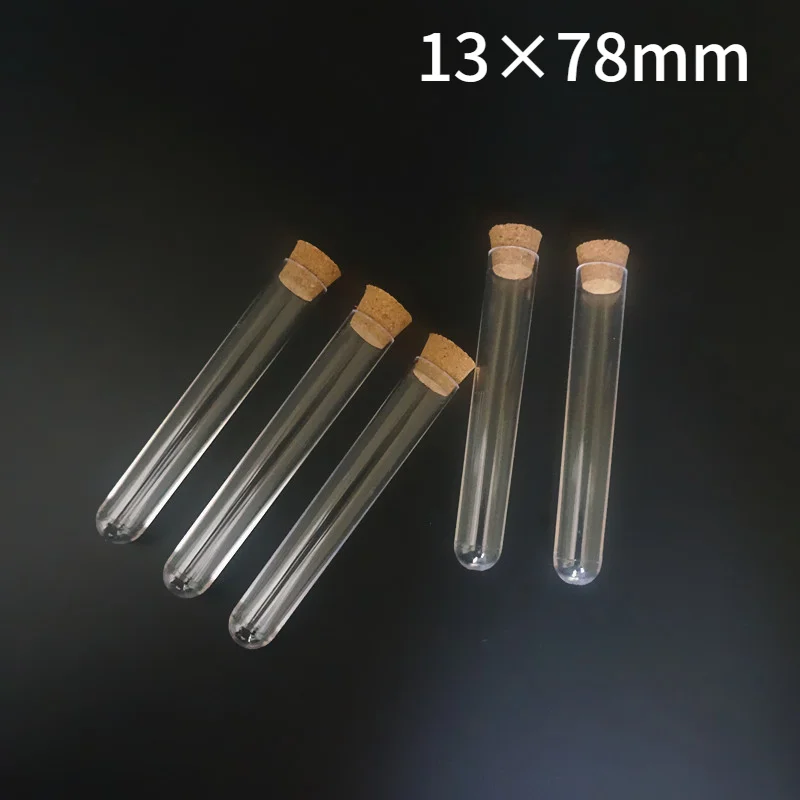 

10pcs/lot 13x78mm Lab Plastic Test Tube With Cork Experiment Favor Gift Tube