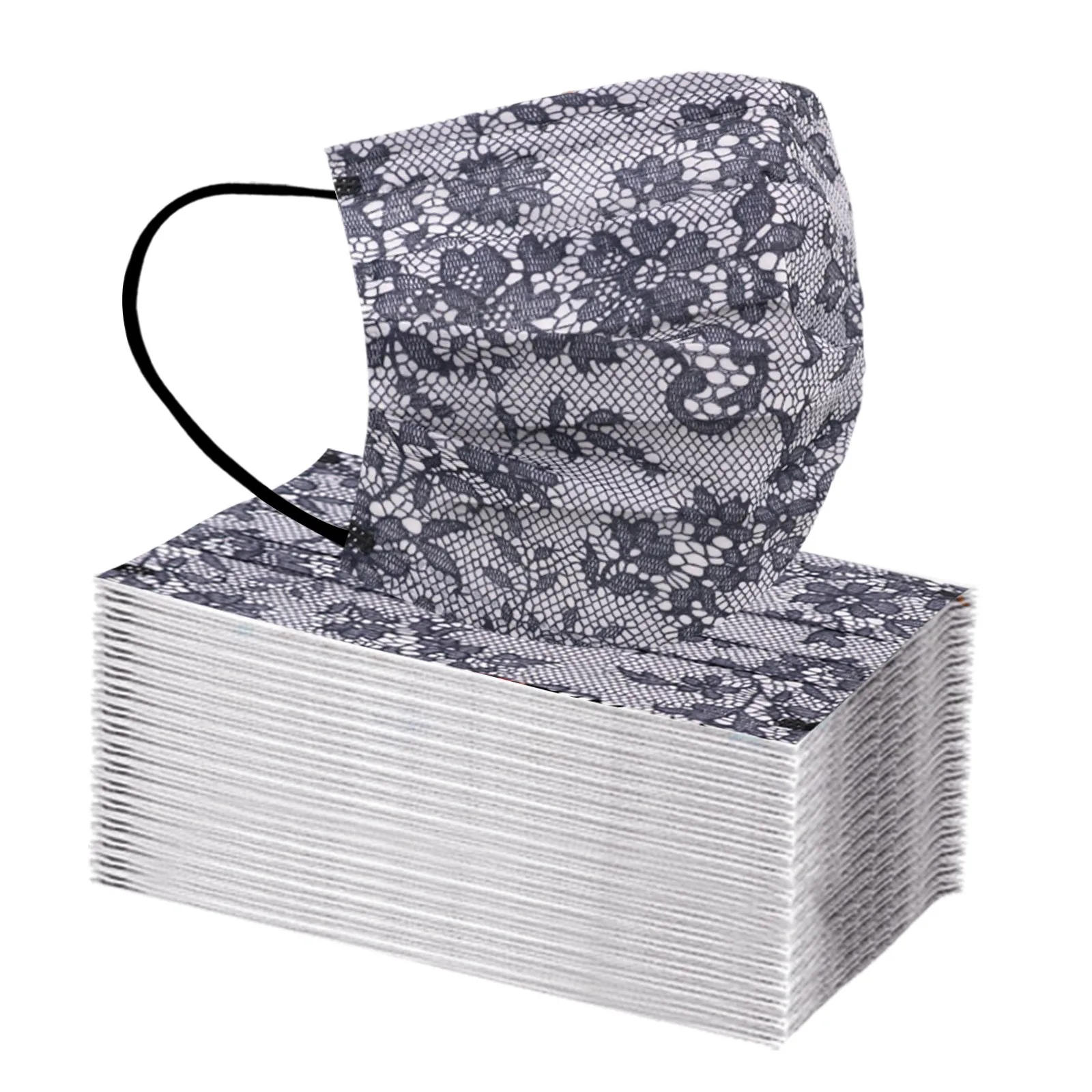 

10 шт. модная кружевная одноразовая Защитная трехслойная дышащая маска для лица для взрослых Маска на Хэллоуин для косплея