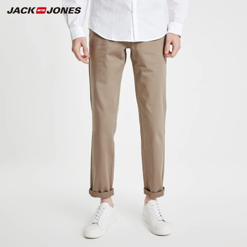 Мужские классические однотонные облегающие удобные хлопковые брюки JackJones | 219114558