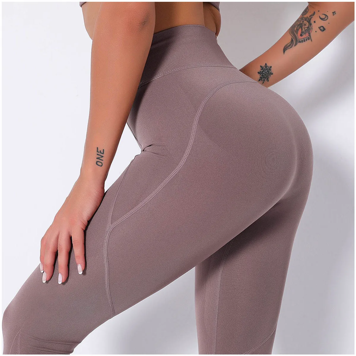 

New solid color sexy high waist hip pocket yoga pants casual running sports fitness pants women