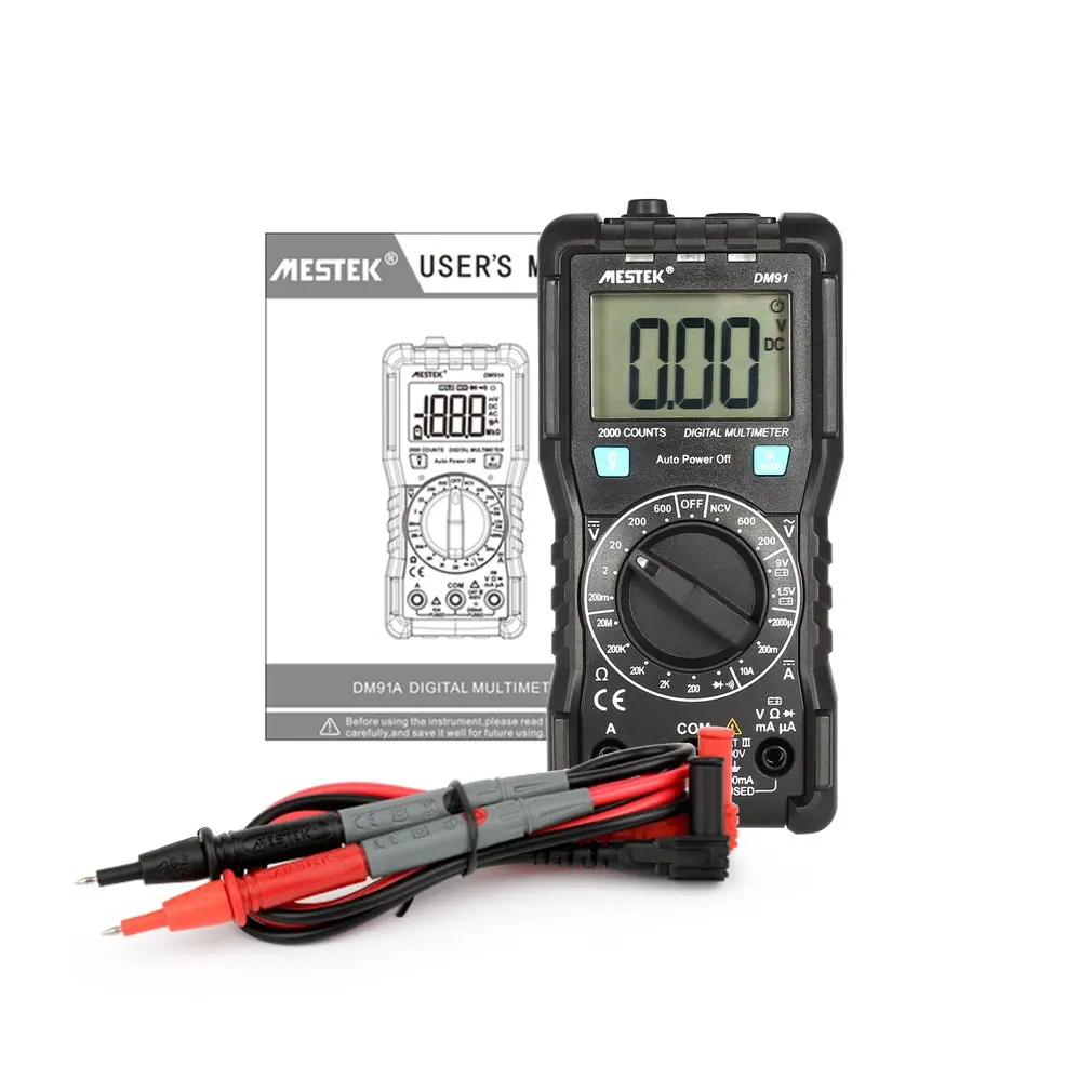 MESTEK DM91 Мини Портативный цифровой мультиметр 1999 отсчетов AC/DC Вольт Ампер Ом диод