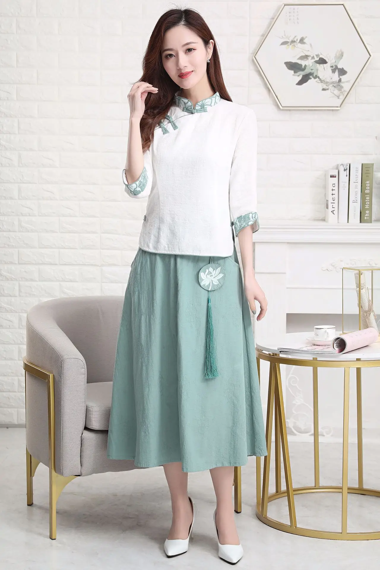 

Cotton Linen Women's Casual Elegant Shirt Plus Size 3XL Chinese Traditional Clothing Ancient Chinese Cheongsam Qipao Blouse Tops