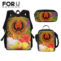 forudesigns 2021 stylish mochila for kids pohnpei and hawaiian hibiscis printing primary student book bagspencil caselunch bag