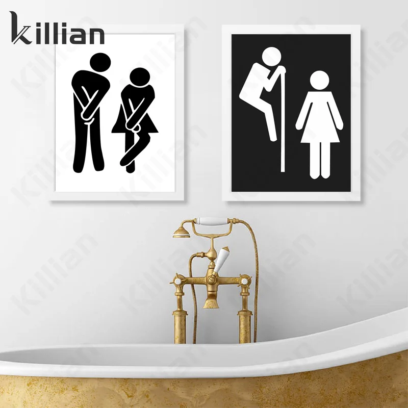 

Peeping Funny Cartoon Painting Print Poster Toilet Wall Painting Shop Dining Home Decoration In Terieur Luxury No Photo Frame