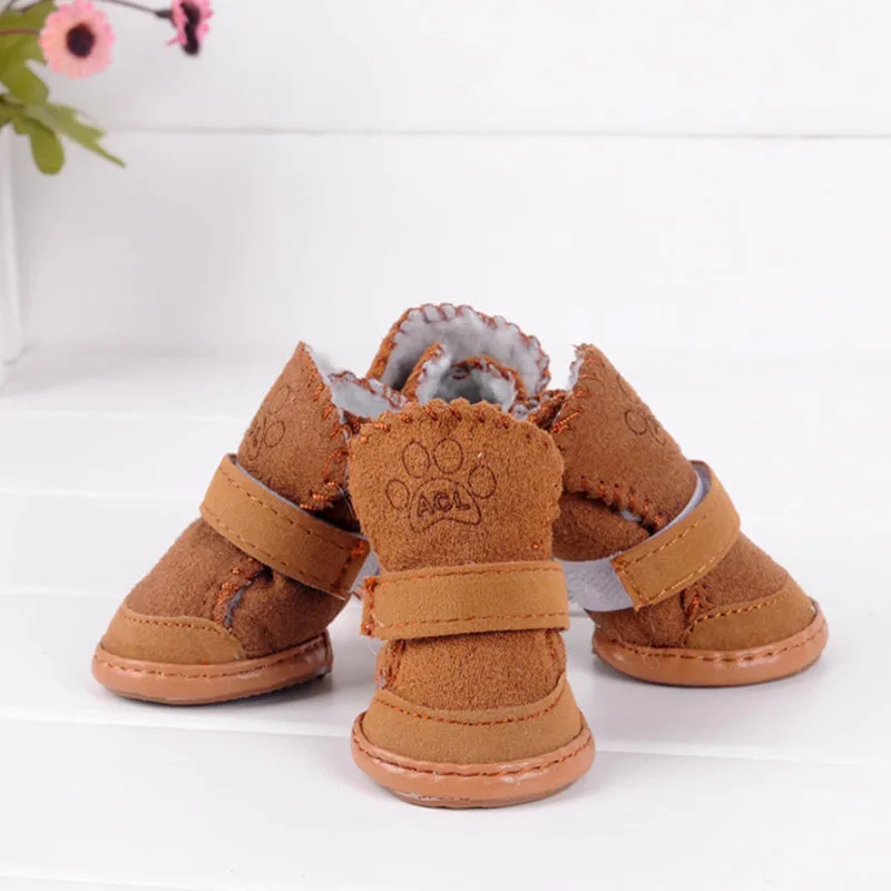 

4pcs Waterproof Winter Pet Dog Shoes Anti-slip Snow Pet Boots Paw Protector Warm Small Medium Dog#