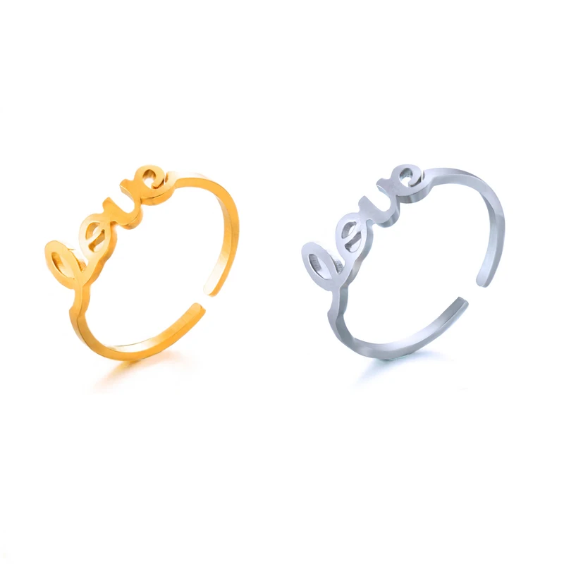 

Trend Unisex Luxury Adjuestable Size Love Stainless Steel Couple Rings Charm Party Fashion Jewelry Gifts