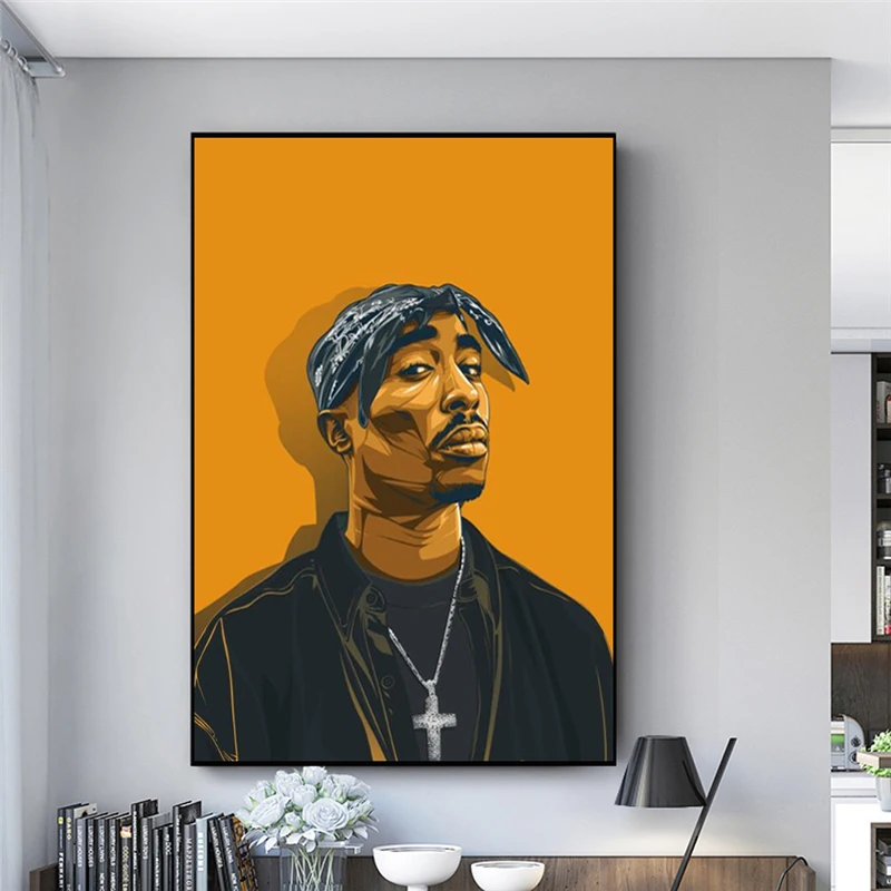 Граффити художественный портрет 2PAC Тупак стены художественные плакаты и принты