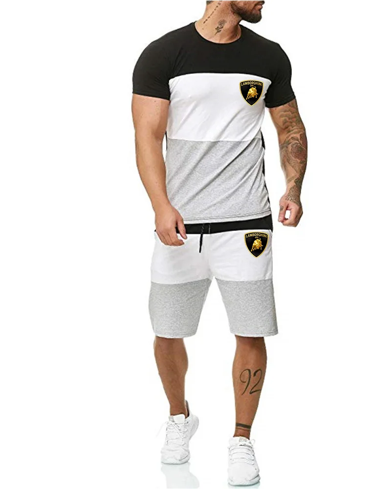 

Men's printing suit tide brand sports T-shirt fitness short-sleeved shorts sports pants a set of comfortable men's clothing S-4