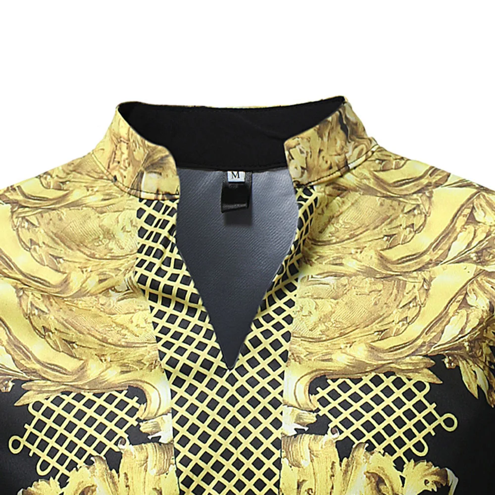 

Men's 2021 Spring Summer New African Oversize Printing T-shirt Casual Loose Solid Color V-neck Long Sleeve Fashion Simplicity