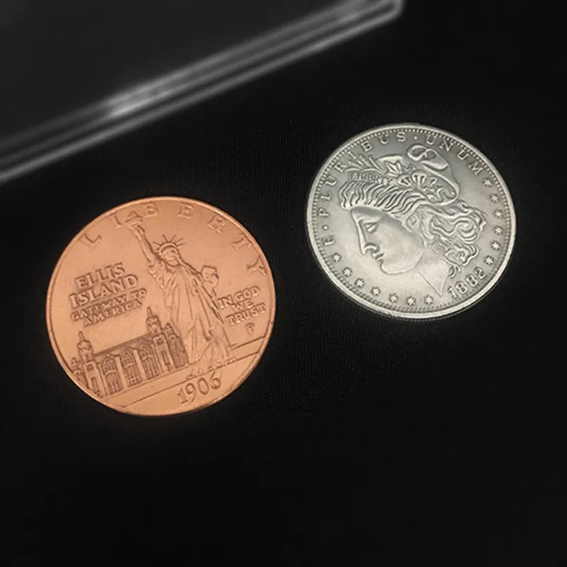 Hopping Morgan(Статуя Свободы) от Оливера Волшебная монета Волшебные трюки прыжки монета Моргана мерцающие иллюзии реквизит карты