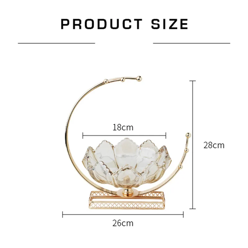 Декоративная чаша с золотым ходом металлическая стеклянная в форме полумесяца