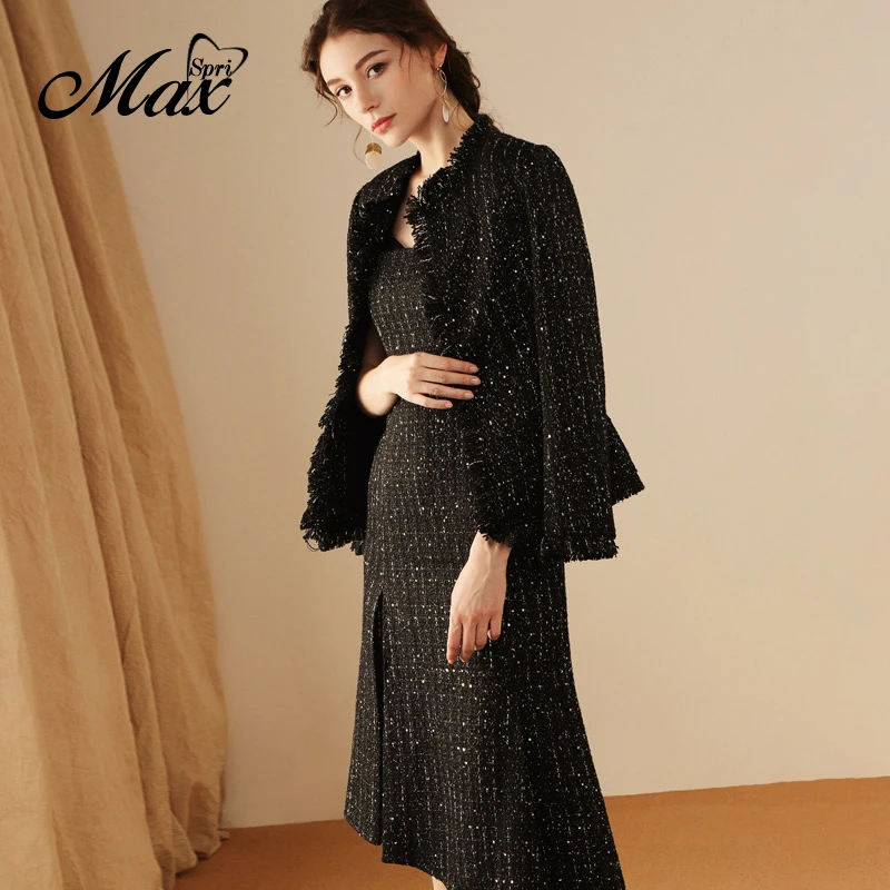 Max Spri 2020 новая коллекция для Chanelstyle Женский комплект из двух предметов твидовая