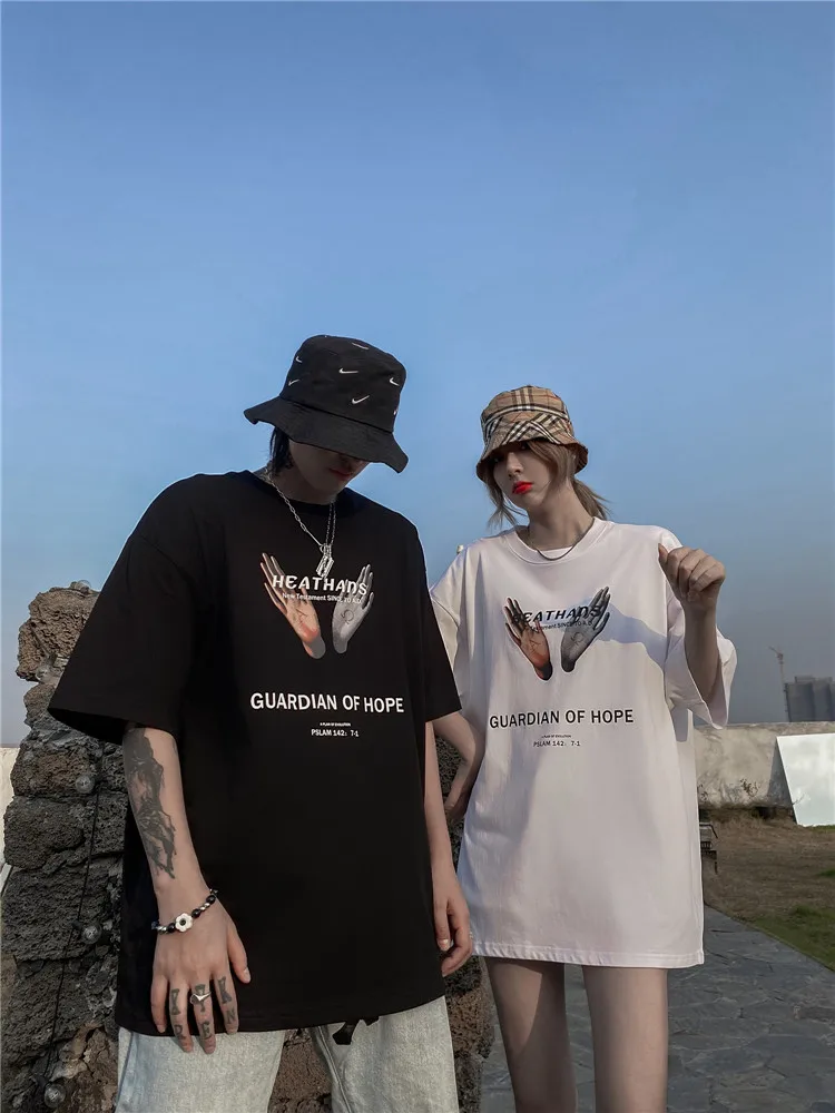 

Summer T Shirt Woman Casual Loose Pure Cotton Oversized T-shirt Korean Style Harajuku Short Sleeve Hand Print Tops Tees Mujer