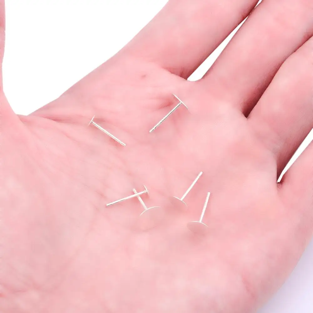 Пустая Сережка-гвоздик из серебра 4/6/8 мм 925 пробы подходит для кабошона камея