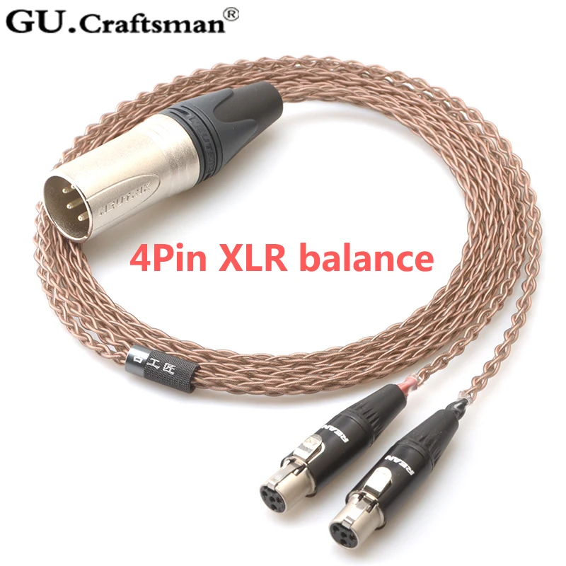 Кабель для наушников GUcraftsman 6N OCC медный осветительных приборов Φ LCD2 LCD3 4Pin XLR 2 5/4 4