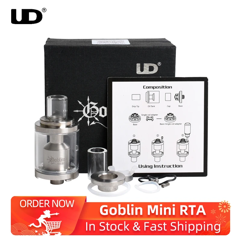 Оригинальный UD Goblin мини RTA бак 22 мм 3 мл Одиночная/двойная катушка палуба Нижняя маятниковая воздушная