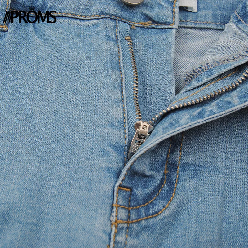 Aproms, черные, синие джинсовые шорты, юбки для женщин,, сексуальные, с высокой талией, с разрезом по бокам, обтягивающие шорты, уличная мода, облегающие плавки