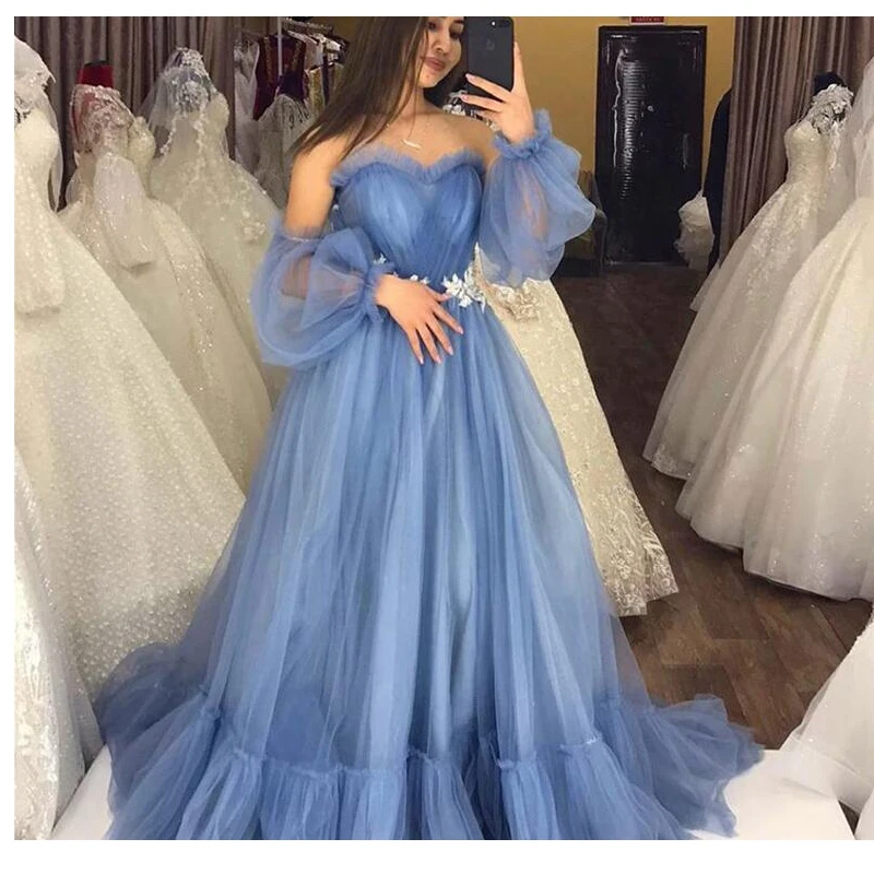 

Elegant Tulle Prom Dresses Long 2020 Arabic Dubai Evening Party Dress For Women New Formal Vestidos de fiesta de noche