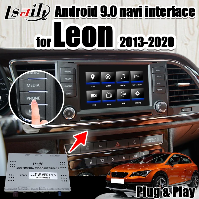 

Мультимедийный видеоинтерфейс на Android для Seat Leon, 2014-2020 MQB MIB MIB2 с youtube , Android auto, gps-навигация