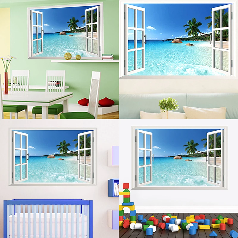 3D наклейки на стену с видом окна для гостиной спальни декоративные украшения