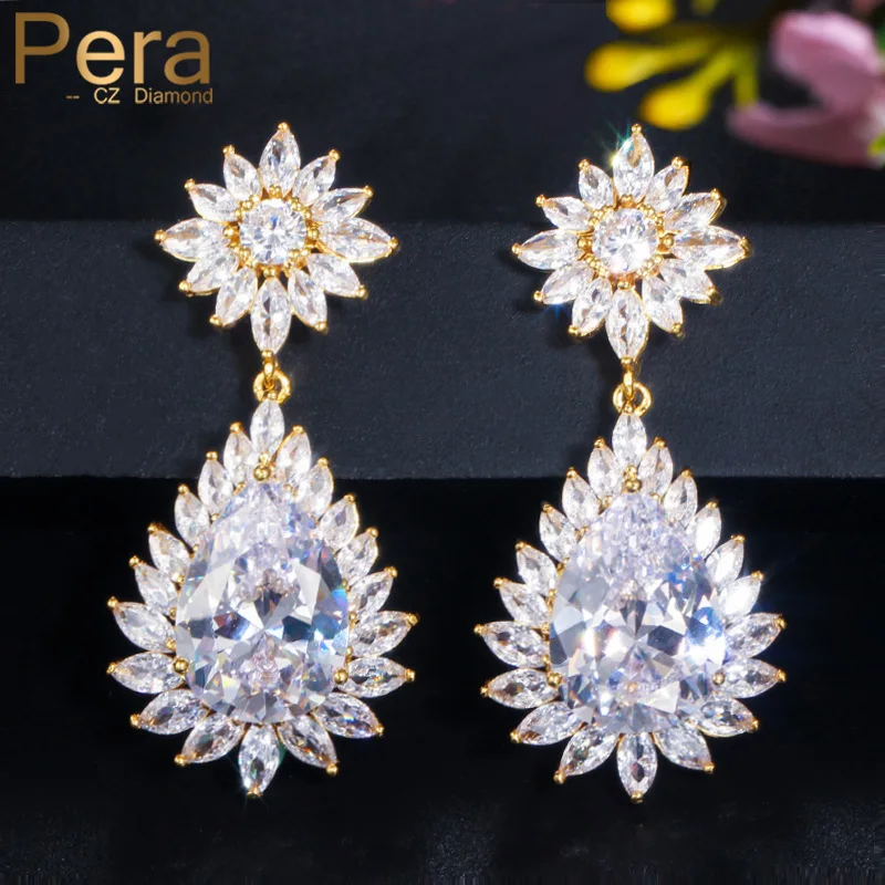 PeraLuxury ювелирные изделия золотого цвета цветок шарм кубический цирконий