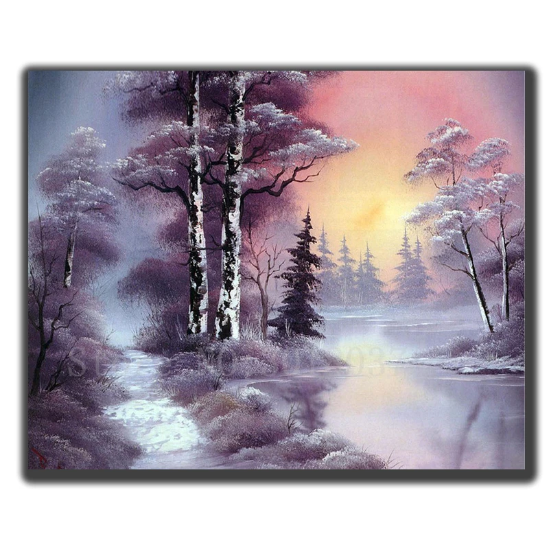 

Алмазная мозаика «сделай сам», алмазная вышивка, деревья и реки снега, полностью алмазная живопись, вышивка крестиком стразы, украшение для ...