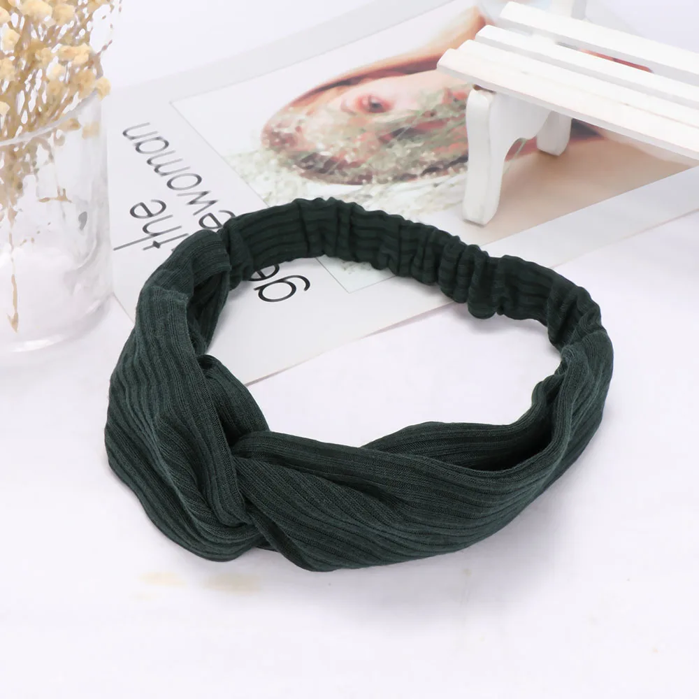 Hot Sale 1 pcs Women Fashion Elastic Stretch Plain Rabbit Bow Style Hair Band Headband Turban HairBand Hair Accessories - Цвет: green
